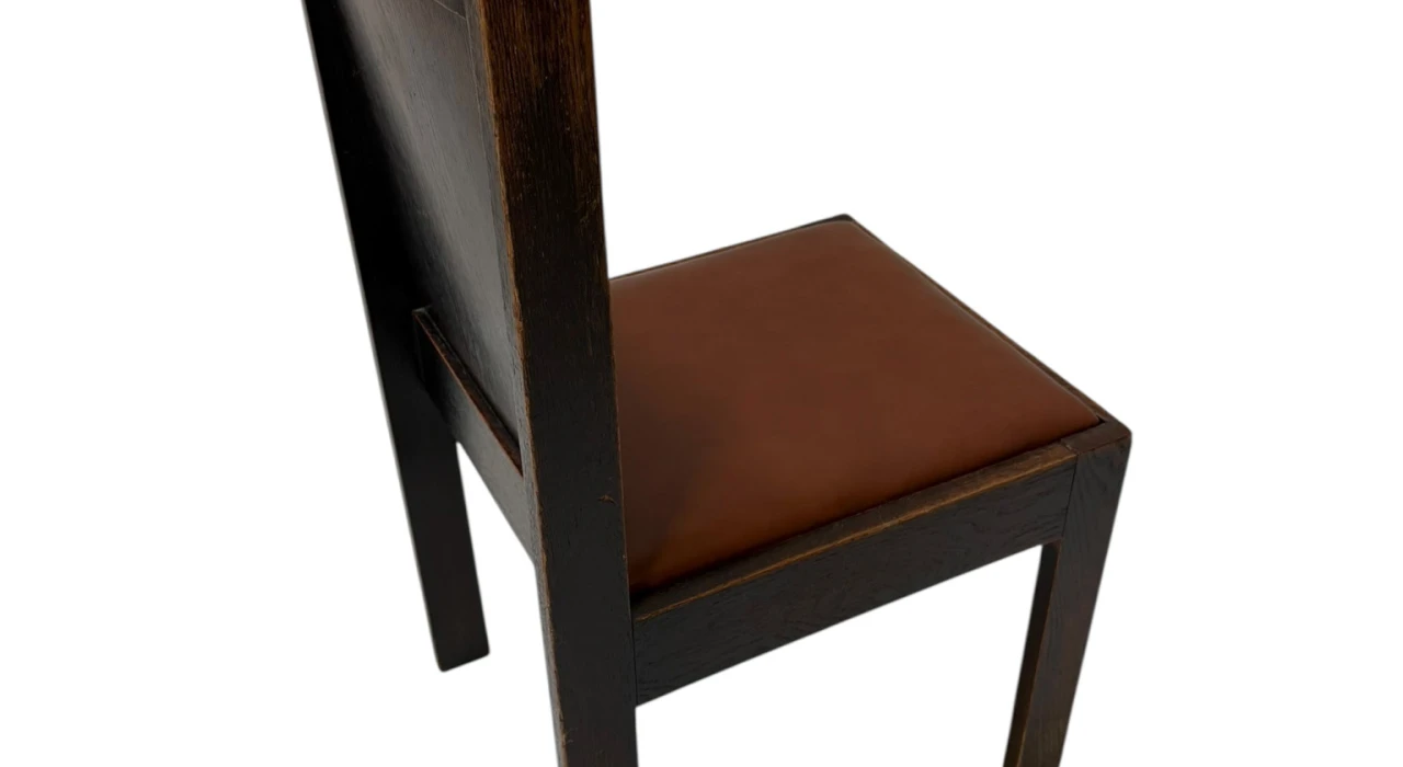 Art Deco Modernist Side Chair with Leather Seat, 1930s